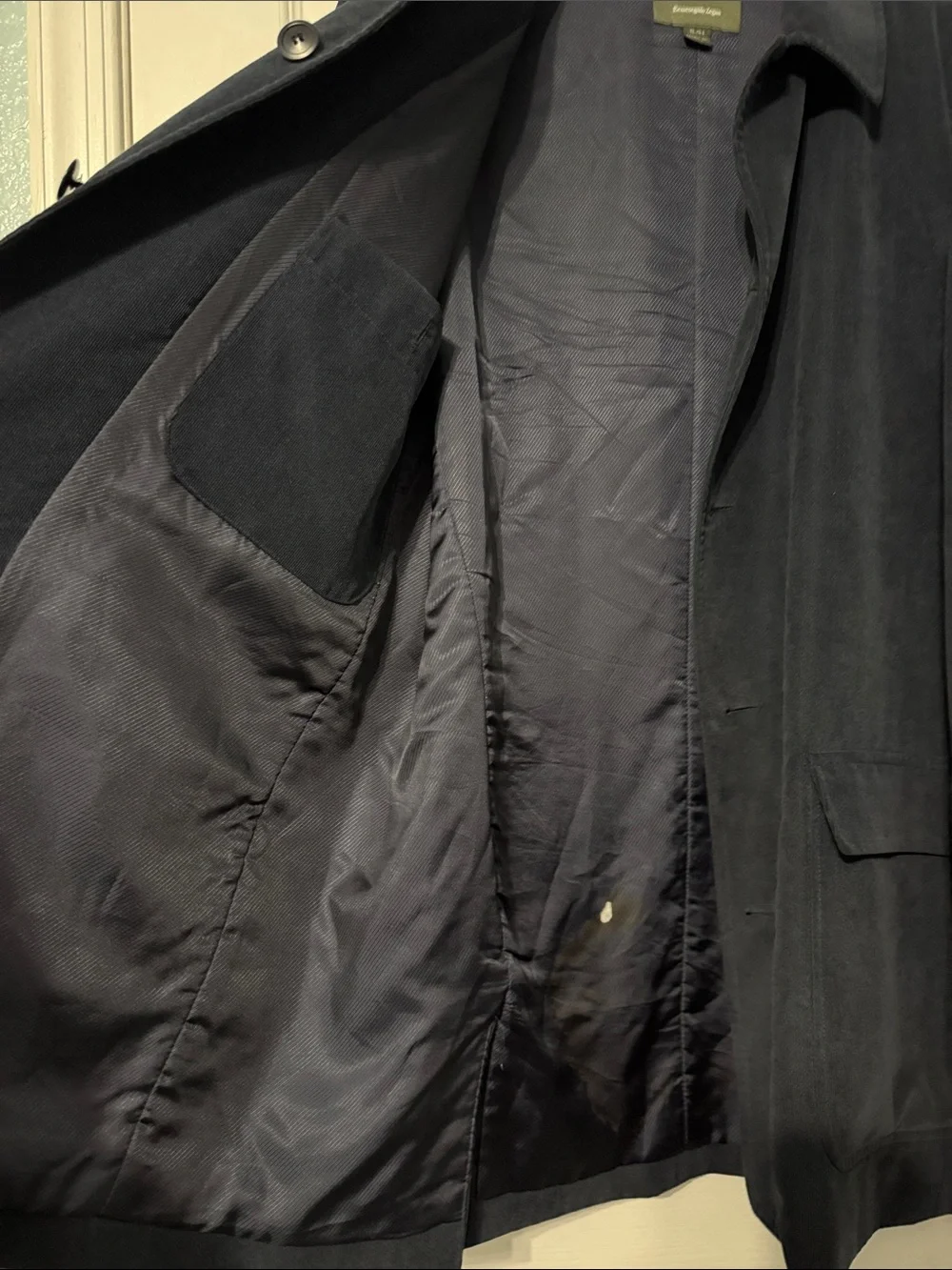 Vintage Ermenegildo Zegna Men's Blue Performance Microfiber Car Coat Size 54 XL